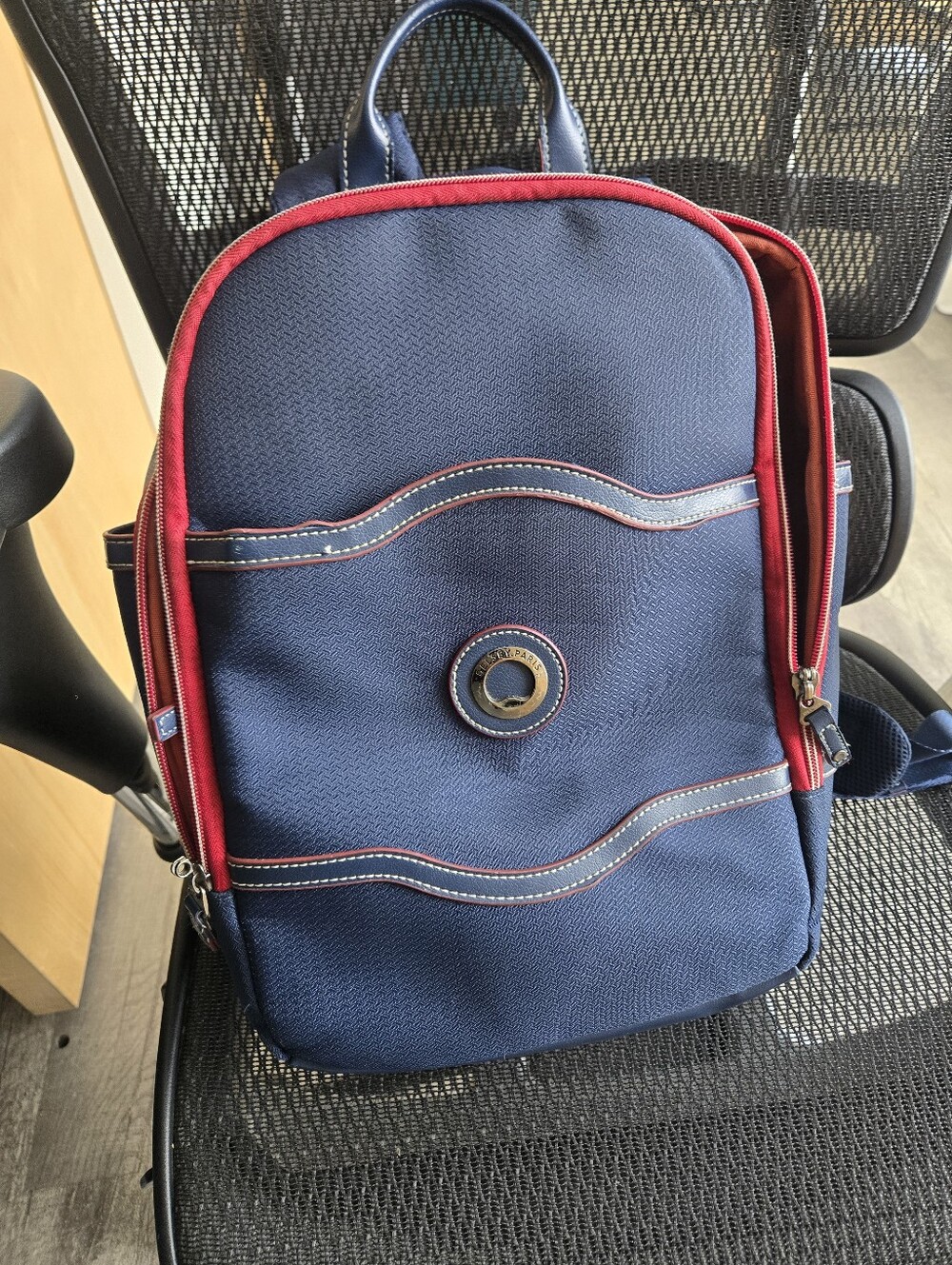 Delsey Paris Stylish Navy and Red Backpack